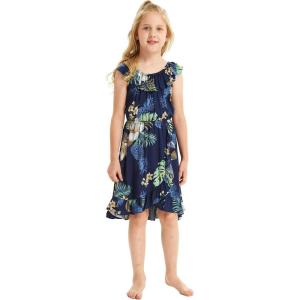 imageGirl Ruffle Wrap Hawaiian Luau Dress in Pineapple GardenPineapple Garden Navy