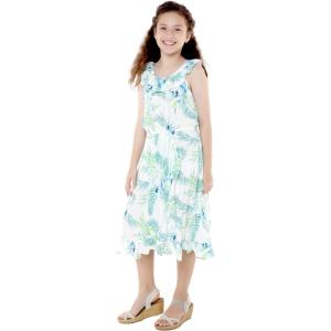 imageGirl Ruffle Wrap Hawaiian Luau Dress in Pretty Tropical FloralOrchid Breeze White