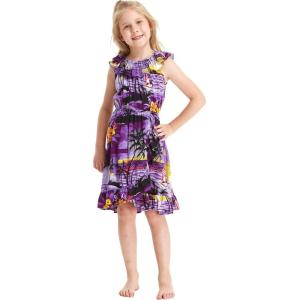 imageGirl Ruffle Wrap Hawaiian Luau Dress in SunsetSunset Purple