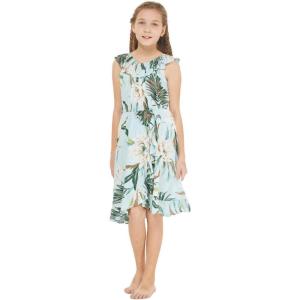 imageGirl Ruffle Wrap Hawaiian Luau Dress in Wispy CereusWispy Cereus Light Blue