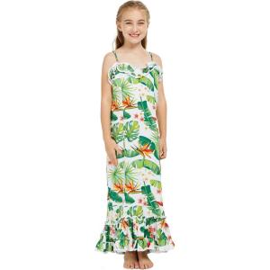 imageHawaii Luau Maxi Muumuu Swirl Mermaid Dress with Ruffles in Bird of ParadiseBird of Paradise