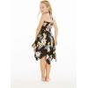 imageGirl Gypsy Uneven Bottom Hawaiian Luau Dress in Black Hibiscus Size 12
