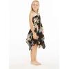 imageGirl Gypsy Uneven Bottom Hawaiian Luau Dress in Black Hibiscus Size 12