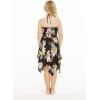 imageGirl Gypsy Uneven Bottom Hawaiian Luau Dress in Black Hibiscus Size 12