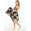 imageGirl Gypsy Uneven Bottom Hawaiian Luau Dress in Black Hibiscus Size 12