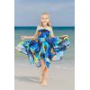 imageGirl Gypsy Uneven Bottom Hawaiian Luau Dress in Blue Sunset Size 8