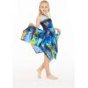 imageGirl Gypsy Uneven Bottom Hawaiian Luau Dress in Blue Sunset Size 8