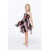 imageGirl Gypsy Uneven Bottom Hawaiian Luau Dress in Hibiscus VinePink Black Hibiscus Vine