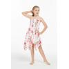 imageGirl Gypsy Uneven Bottom Hawaiian Luau Dress in Hibiscus VinePink White Hibiscus Vine