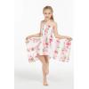 imageGirl Gypsy Uneven Bottom Hawaiian Luau Dress in Hibiscus VinePink White Hibiscus Vine