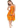 imageGirl Gypsy Uneven Bottom Hawaiian Luau Dress in Pretty TropicalPretty Tropical Orange
