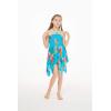 imageGirl Gypsy Uneven Bottom Hawaiian Luau Dress in Pretty TropicalPretty Tropical Turquoise