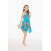 imageGirl Gypsy Uneven Bottom Hawaiian Luau Dress in Pretty TropicalPretty Tropical Turquoise