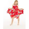 imageGirl Gypsy Uneven Bottom Hawaiian Luau Dress in Red Hibiscus Size 8