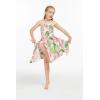 imageGirl Gypsy Uneven Bottom Hawaiian Luau Dress in Wispy Cereus BlackLotus and Orchid