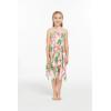 imageGirl Gypsy Uneven Bottom Hawaiian Luau Dress in Wispy Cereus BlackLotus and Orchid
