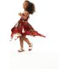 imageGirl Gypsy Uneven Bottom Hawaiian Luau Dress in Wispy Cereus BlackPineapple Garden Burgundy