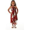imageGirl Gypsy Uneven Bottom Hawaiian Luau Dress in Wispy Cereus BlackPineapple Garden Burgundy
