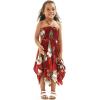 imageGirl Gypsy Uneven Bottom Hawaiian Luau Dress in Wispy Cereus BlackPineapple Garden Burgundy