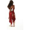 imageGirl Gypsy Uneven Bottom Hawaiian Luau Dress in Wispy Cereus BlackPineapple Garden Burgundy