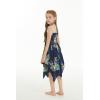 imageGirl Gypsy Uneven Bottom Hawaiian Luau Dress in Wispy Cereus BlackPineapple Garden Navy