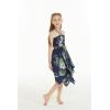 imageGirl Gypsy Uneven Bottom Hawaiian Luau Dress in Wispy Cereus BlackPineapple Garden Navy