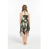 imageGirl Gypsy Uneven Bottom Hawaiian Luau Dress in Wispy Cereus BlackWispy Cereus Black