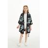 imageGirl Hawaiian Beach Luau Wrap Kimono Dress in Day Dream BloomBlack