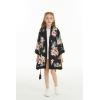 imageGirl Hawaiian Beach Luau Wrap Kimono Dress in Hibiscus BlueBlack