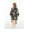 imageGirl Hawaiian Beach Luau Wrap Kimono Dress in Hibiscus BlueBlack