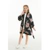 imageGirl Hawaiian Beach Luau Wrap Kimono Dress in Hibiscus BlueBlack
