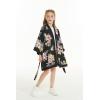 imageGirl Hawaiian Beach Luau Wrap Kimono Dress in Hibiscus BlueBlack