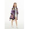 imageGirl Hawaiian Beach Luau Wrap Kimono Dress in Sunset Neon PastelPurple
