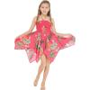 imageGirl Gypsy Uneven Bottom Hawaiian Luau Dress in Pretty TropicalPretty Tropical Hot Pink