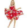 imageGirl Gypsy Uneven Bottom Hawaiian Luau Dress in Red Hibiscus Size 8