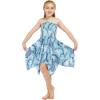 imageGirl Gypsy Uneven Bottom Hawaiian Luau Dress in Sandy BeachSimply Blue Leaves