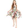 imageGirl Gypsy Uneven Bottom Hawaiian Luau Dress in Sandy BeachSunset Neon Pastel