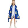 imageGirl Hawaiian Beach Luau Wrap Kimono Dress in Hibiscus BlueBlue