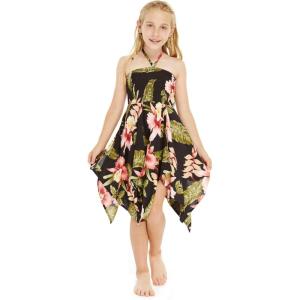 imageGirl Gypsy Uneven Bottom Hawaiian Luau Dress in RafelsiaBlack Rafelsia