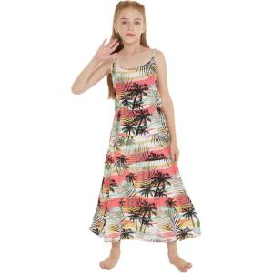 imageGirl Hawaiian Maxi Tiered Dress in SunsetNeon Sunset