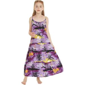 imageGirl Hawaiian Maxi Tiered Dress in SunsetSunset Purple