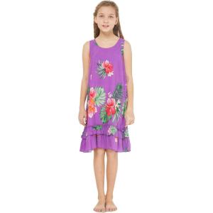 imageGirl Hawaiian Tank Ruffle Edge Dress in Pretty TropicalPretty Tropical in Purple