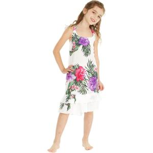 imageGirl Hawaiian Tank Ruffle Edge Dress in Pretty TropicalPretty Tropical in White