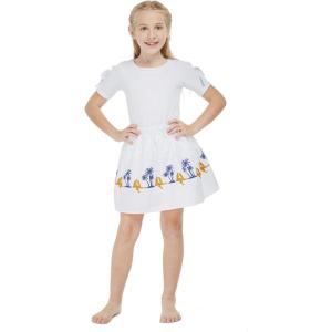 imageGirl Print Skirt with Elastic Waist in Diamond Head with Palms in NavyDiamond Head Palms Beach in White