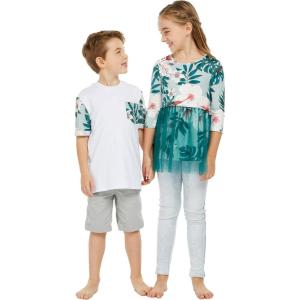 imageMatching Boy and Girl Siblings Hawaiian Luau Tutu Top and TShirt in Mint ForestMint Forest Green Tutu