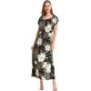 imageMatchable Family Hawaiian Luau Men Women Girl Boy Clothes in Wispy Cereus BlackWomen Cap Sleeve