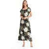 imageMatchable Family Hawaiian Luau Men Women Girl Boy Clothes in Wispy Cereus BlackWomen Cap Sleeve