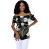 imageMatchable Family Hawaiian Luau Men Women Girl Boy Clothes in Wispy Cereus BlackWomen Offshoulder Ruffle Top