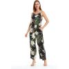 imageMatchable Family Hawaiian Luau Men Women Girl Boy Clothes in Wispy Cereus BlackWomen V Neck Jumpsuit