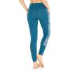 imageWomens Athletic Sportswear Leggings Pants in Side Floral with Matching Solid PatternsGreen With Side Crayon Palms Green